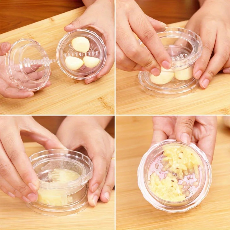 1Pc Manual Garlic Press and Chopper - Plastic Garlic Press, Handheld Garlic Puree Machine, Kitchen Tool without Electricity